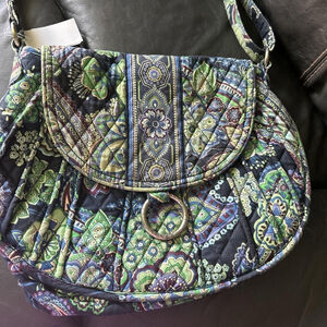 Vera Bradley Small Green Blue Paisley Crossbody Quilted Nice!